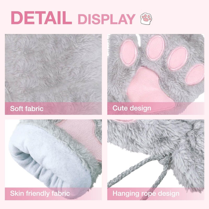 Tiny Chou Cat Paw Gloves for Cosplay Party Halloween Costume Accessories, Winter Fingerless Warm Gloves for Women Girls - Image 4